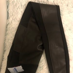 NWT Women or teen XXS black pants-leggings with leather design
